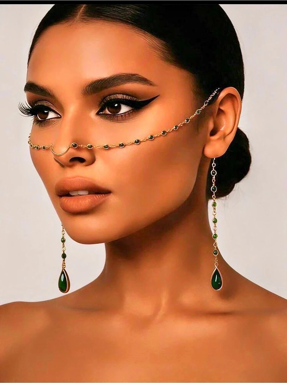 Green & Gold Drop Earrings